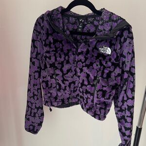 The North Face Purple and Black Leopard Sherpa Hoodie